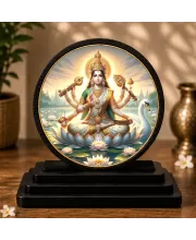 Premium Wooden  Goddess Saraswati Showpiece For Car Dashboard & Office Table | 4 X 4.5 Inch Sublimation Printed Decorative Stand | 4 Mm MDF | Home Decor | Made In India (F33287)