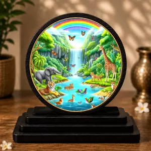 Premium Wooden Vibrant Jungle Scene Showpiece For Car Dashboard & Office Table | 4 X 4.5 Inch Sublimation Printed Decorative Stand | 4 Mm MDF | Home Decor | Made In India (F33291) Premium Wooden Vibrant Jungle Scene Showpiece For Car Dashboard & Office Table | 4 X 4.5 Inch Sublimation Printed Decorative Stand | 4 Mm MDF | Home Decor | Made In India (F33291)