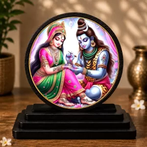 Premium Wooden Lord Shiva And Parvati Showpiece For Car Dashboard & Office Table | 4 X 4.5 Inch Sublimation Printed Decorative Stand | 4 Mm MDF | Home Decor | Made In India (F33297) Premium Wooden Lord Shiva And Parvati Showpiece For Car Dashboard & Office Table | 4 X 4.5 Inch Sublimation Printed Decorative Stand | 4 Mm MDF | Home Decor | Made In India (F33297)