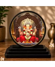 Premium Wooden Lord Ganesha Showpiece For Car Dashboard & Office Table | 4 X 4.5 Inch Sublimation Printed Decorative Stand | 4 Mm MDF | Home Decor | Made In India (F33299)