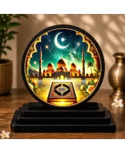 Premium Wooden  Ramadan Night Showpiece For Car Dashboard & Office Table | 4 X 4.5 Inch Sublimation Printed Decorative Stand | 4 Mm MDF | Home Decor | Made In India (F33307)