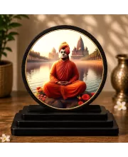 Premium Wooden  Swami Vivekananda Showpiece For Car Dashboard & Office Table | 4 X 4.5 Inch Sublimation Printed Decorative Stand | 4 Mm MDF | Home Decor | Made In India (F33309)