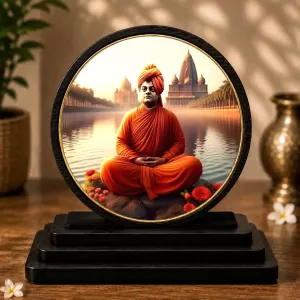 Premium Wooden  Swami Vivekananda Showpiece For Car Dashboard & Office Table | 4 X 4.5 Inch Sublimation Printed Decorative Stand | 4 Mm MDF | Home Decor | Made In India (F33309)