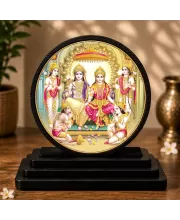 Premium Wooden  Lord Ram Darbar  Showpiece For Car Dashboard & Office Table | 4 X 4.5 Inch Sublimation Printed Decorative Stand | 4 Mm MDF | Home Decor | Made In India (F33314)