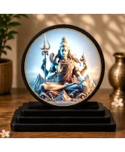 Premium Wooden Lord Shiva Showpiece For Car Dashboard & Office Table | 4 X 4.5 Inch Sublimation Printed Decorative Stand | 4 Mm MDF | Home Decor | Made In India (F33319)