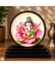 Premium Wooden Lord Ganesha Showpiece For Car Dashboard & Office Table | 4 X 4.5 Inch Sublimation Printed Decorative Stand | 4 Mm MDF | Home Decor | Made In India (F33321)
