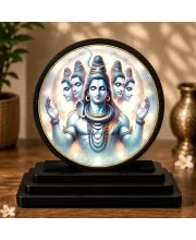 Premium Wooden  Lord Shiva  Showpiece For Car Dashboard & Office Table | 4 X 4.5 Inch Sublimation Printed Decorative Stand | 4 Mm MDF | Home Decor | Made In India (F33323)