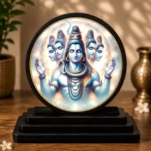 Premium Wooden  Lord Shiva  Showpiece For Car Dashboard & Office Table | 4 X 4.5 Inch Sublimation Printed Decorative Stand | 4 Mm MDF | Home Decor | Made In India (F33323)
