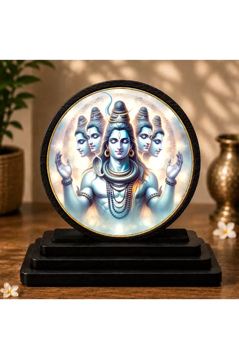 Premium Wooden  Lord Shiva  Showpiece For Car Dashboard & Office Table | 4 X 4.5 Inch Sublimation Printed Decorative Stand | 4 Mm MDF | Home Decor | Made In India (F33323)