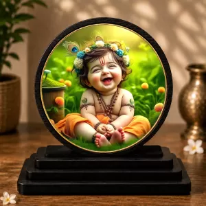 Premium Wooden Little Krishna Showpiece For Car Dashboard & Office Table | 4 X 4.5 Inch Sublimation Printed Decorative Stand | 4 Mm MDF | Home Decor | Made In India (F33331) Premium Wooden Little Krishna Showpiece For Car Dashboard & Office Table | 4 X 4.5 Inch Sublimation Printed Decorative Stand | 4 Mm MDF | Home Decor | Made In India (F33331)