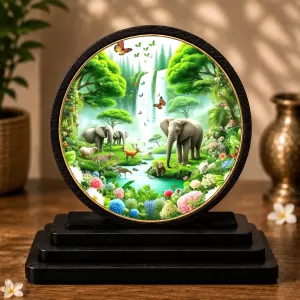 Premium Wooden Jungle Safari Scene Showpiece For Car Dashboard & Office Table | 4 X 4.5 Inch Sublimation Printed Decorative Stand | 4 Mm MDF | Home Decor | Made In India (F33332) Premium Wooden Jungle Safari Scene Showpiece For Car Dashboard & Office Table | 4 X 4.5 Inch Sublimation Printed Decorative Stand | 4 Mm MDF | Home Decor | Made In India (F33332)