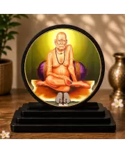 Premium Wooden  Lord Akkalkot Swami Samarth Showpiece For Car Dashboard & Office Table | 4 X 4.5 Inch Sublimation Printed Decorative Stand | 4 Mm MDF | Home Decor | Made In India (F33335)
