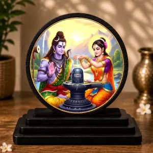 Premium Wooden Lord Shiva And Parvati Showpiece For Car Dashboard & Office Table | 4 X 4.5 Inch Sublimation Printed Decorative Stand | 4 Mm MDF | Home Decor | Made In India (F33339) Premium Wooden Lord Shiva And Parvati Showpiece For Car Dashboard & Office Table | 4 X 4.5 Inch Sublimation Printed Decorative Stand | 4 Mm MDF | Home Decor | Made In India (F33339)