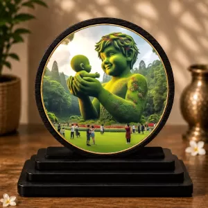 Premium Wooden Nature Boy Showpiece For Car Dashboard & Office Table | 4 X 4.5 Inch Sublimation Printed Decorative Stand | 4 Mm MDF | Home Decor | Made In India (F33341)