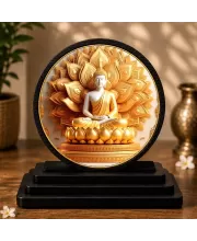Premium Wooden Gautam Buddha Showpiece For Car Dashboard & Office Table | 4 X 4.5 Inch Sublimation Printed Decorative Stand | 4 Mm MDF | Home Decor | Made In India (F33343)