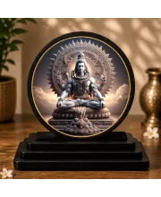 Premium Wooden  Lord Shiva Showpiece For Car Dashboard & Office Table | 4 X 4.5 Inch Sublimation Printed Decorative Stand | 4 Mm MDF | Home Decor | Made In India (F33346)