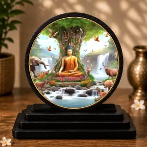 Premium Wooden Gautam Buddha Showpiece For Car Dashboard & Office Table | 4 X 4.5 Inch Sublimation Printed Decorative Stand | 4 Mm MDF | Home Decor | Made In India (F33347) Premium Wooden Gautam Buddha Showpiece For Car Dashboard & Office Table | 4 X 4.5 Inch Sublimation Printed Decorative Stand | 4 Mm MDF | Home Decor | Made In India (F33347)
