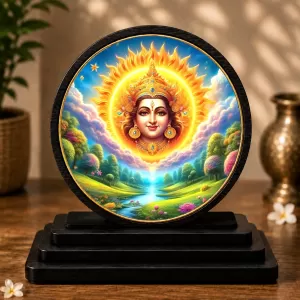 Premium Wooden Lord Surya Dev Showpiece For Car Dashboard & Office Table | 4 X 4.5 Inch Sublimation Printed Decorative Stand | 4 Mm MDF | Home Decor | Made In India (F33348) Premium Wooden Lord Surya Dev Showpiece For Car Dashboard & Office Table | 4 X 4.5 Inch Sublimation Printed Decorative Stand | 4 Mm MDF | Home Decor | Made In India (F33348)