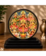 Premium Wooden Ashta Lakshmi Showpiece For Car Dashboard & Office Table | 4 X 4.5 Inch Sublimation Printed Decorative Stand | 4 Mm MDF | Home Decor | Made In India (F33350)
