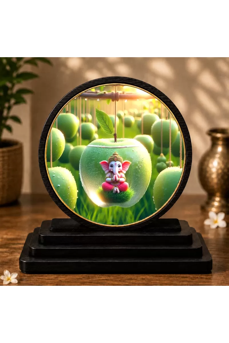 Premium Wooden Lord Ganesha Showpiece For Car Dashboard & Office Table | 4 X 4.5 Inch Sublimation Printed Decorative Stand | 4 Mm MDF | Home Decor | Made In India (F33354)