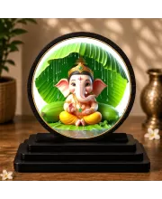 Premium Wooden Lord Ganesha Showpiece For Car Dashboard & Office Table | 4 X 4.5 Inch Sublimation Printed Decorative Stand | 4 Mm MDF | Home Decor | Made In India (F33362)