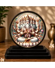 Premium Wooden Lord Brahma Showpiece For Car Dashboard & Office Table | 4 X 4.5 Inch Sublimation Printed Decorative Stand | 4 Mm MDF | Home Decor | Made In India (F33366)