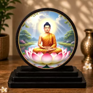 Premium Wooden Gautam Buddha Showpiece For Car Dashboard & Office Table | 4 X 4.5 Inch Sublimation Printed Decorative Stand | 4 Mm MDF | Home Decor | Made In India (F33367) Premium Wooden Gautam Buddha Showpiece For Car Dashboard & Office Table | 4 X 4.5 Inch Sublimation Printed Decorative Stand | 4 Mm MDF | Home Decor | Made In India (F33367)
