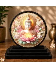 Premium Wooden Gautam Buddha Showpiece For Car Dashboard & Office Table | 4 X 4.5 Inch Sublimation Printed Decorative Stand | 4 Mm MDF | Home Decor | Made In India (F33368)