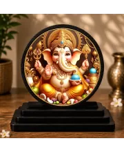 Premium Wooden Lord Ganesha Showpiece For Car Dashboard & Office Table | 4 X 4.5 Inch Sublimation Printed Decorative Stand | 4 Mm MDF | Home Decor | Made In India (F33371)