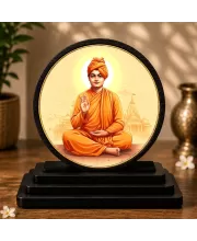 Premium Wooden  Swami Vivekananda Showpiece For Car Dashboard & Office Table | 4 X 4.5 Inch Sublimation Printed Decorative Stand | 4 Mm MDF | Home Decor | Made In India (F33374)