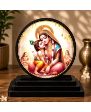 Premium Wooden Maa Yashoda And Little Krishna Showpiece For Car Dashboard & Office Table | 4 X 4.5 Inch Sublimation Printed Decorative Stand | 4 Mm MDF | Home Decor | Made In India (F33375)