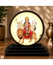 Premium Wooden Goddess Durga Showpiece For Car Dashboard & Office Table | 4 X 4.5 Inch Sublimation Printed Decorative Stand | 4 Mm MDF | Home Decor | Made In India (F33376)