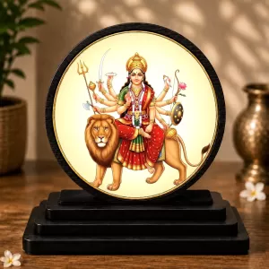 Premium Wooden Goddess Durga Showpiece For Car Dashboard & Office Table | 4 X 4.5 Inch Sublimation Printed Decorative Stand | 4 Mm MDF | Home Decor | Made In India (F33376) Premium Wooden Goddess Durga Showpiece For Car Dashboard & Office Table | 4 X 4.5 Inch Sublimation Printed Decorative Stand | 4 Mm MDF | Home Decor | Made In India (F33376)