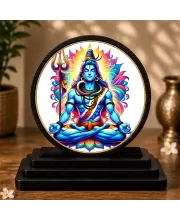 Premium Wooden  Lord Shiva Showpiece For Car Dashboard & Office Table | 4 X 4.5 Inch Sublimation Printed Decorative Stand | 4 Mm MDF | Home Decor | Made In India (F33377)