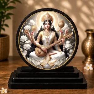Premium Wooden Goddess Saraswati Showpiece For Car Dashboard & Office Table | 4 X 4.5 Inch Sublimation Printed Decorative Stand | 4 Mm MDF | Home Decor | Made In India (F33378) Premium Wooden Goddess Saraswati Showpiece For Car Dashboard & Office Table | 4 X 4.5 Inch Sublimation Printed Decorative Stand | 4 Mm MDF | Home Decor | Made In India (F33378)
