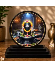 Premium Wooden  Shivling Showpiece For Car Dashboard & Office Table | 4 X 4.5 Inch Sublimation Printed Decorative Stand | 4 Mm MDF | Home Decor | Made In India (F33379)