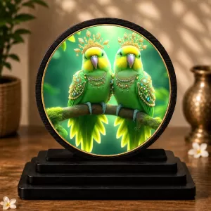 Premium Wooden Parrot Pair Showpiece For Car Dashboard & Office Table | 4 X 4.5 Inch Sublimation Printed Decorative Stand | 4 Mm MDF | Home Decor | Made In India (F33384) Premium Wooden Parrot Pair Showpiece For Car Dashboard & Office Table | 4 X 4.5 Inch Sublimation Printed Decorative Stand | 4 Mm MDF | Home Decor | Made In India (F33384)