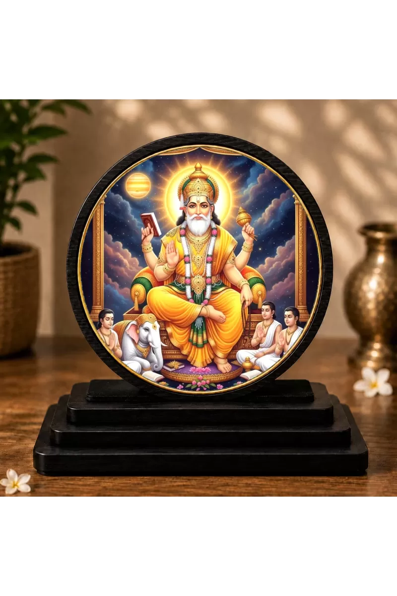 Premium Wooden Lord Vishwakarma Showpiece For Car Dashboard & Office Table | 4 X 4.5 Inch Sublimation Printed Decorative Stand | 4 Mm MDF | Home Decor | Made In India (F33385)