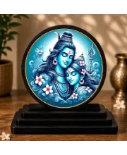 Premium Wooden Lord Shiva And Parvati Showpiece For Car Dashboard & Office Table | 4 X 4.5 Inch Sublimation Printed Decorative Stand | 4 Mm MDF | Home Decor | Made In India (F33386)