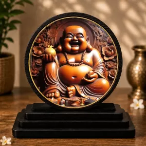 Premium Wooden Laughing Buddha Showpiece For Car Dashboard & Office Table | 4 X 4.5 Inch Sublimation Printed Decorative Stand | 4 Mm MDF | Home Decor | Made In India (F33387) Premium Wooden Laughing Buddha Showpiece For Car Dashboard & Office Table | 4 X 4.5 Inch Sublimation Printed Decorative Stand | 4 Mm MDF | Home Decor | Made In India (F33387)
