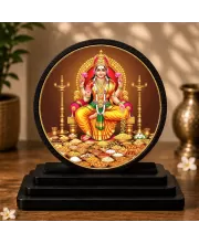 Premium Wooden  Goddess Lakshmi Showpiece For Car Dashboard & Office Table | 4 X 4.5 Inch Sublimation Printed Decorative Stand | 4 Mm MDF | Home Decor | Made In India (F33389)