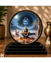 Premium Wooden Lord Shiva Showpiece For Car Dashboard & Office Table | 4 X 4.5 Inch Sublimation Printed Decorative Stand | 4 Mm MDF | Home Decor | Made In India (F33392)