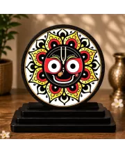 Premium Wooden Lord Jagannath Showpiece For Car Dashboard & Office Table | 4 X 4.5 Inch Sublimation Printed Decorative Stand | 4 Mm MDF | Home Decor | Made In India (F33399)