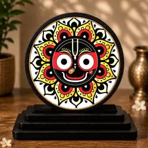 Premium Wooden Lord Jagannath Showpiece For Car Dashboard & Office Table | 4 X 4.5 Inch Sublimation Printed Decorative Stand | 4 Mm MDF | Home Decor | Made In India (F33399) Premium Wooden Lord Jagannath Showpiece For Car Dashboard & Office Table | 4 X 4.5 Inch Sublimation Printed Decorative Stand | 4 Mm MDF | Home Decor | Made In India (F33399)
