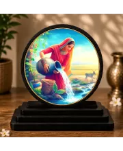 Premium Wooden Woman Filling A Pot With Water Showpiece For Car Dashboard & Office Table | 4 X 4.5 Inch Sublimation Printed Decorative Stand | 4 Mm MDF | Home Decor | Made In India (F33403)