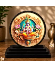Premium Wooden  Lord Vishnu Showpiece For Car Dashboard & Office Table | 4 X 4.5 Inch Sublimation Printed Decorative Stand | 4 Mm MDF | Home Decor | Made In India (F33404)