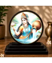Premium Wooden Goddess Ganga Showpiece For Car Dashboard & Office Table | 4 X 4.5 Inch Sublimation Printed Decorative Stand | 4 Mm MDF | Home Decor | Made In India (F33405)