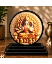 Premium Wooden Goddess Lakshmi Showpiece For Car Dashboard & Office Table | 4 X 4.5 Inch Sublimation Printed Decorative Stand | 4 Mm MDF | Home Decor | Made In India (F33406)