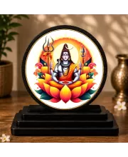 Premium Wooden  Lord Shiva Showpiece For Car Dashboard & Office Table | 4 X 4.5 Inch Sublimation Printed Decorative Stand | 4 Mm MDF | Home Decor | Made In India (F33408)