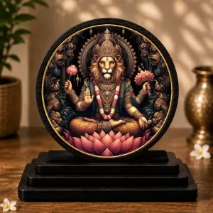 Premium Wooden Lord Narasimha Showpiece For Car Dashboard & Office Table | 4 X 4.5 Inch Sublimation Printed Decorative Stand | 4 Mm MDF | Home Decor | Made In India (F33410) Premium Wooden Lord Narasimha Showpiece For Car Dashboard & Office Table | 4 X 4.5 Inch Sublimation Printed Decorative Stand | 4 Mm MDF | Home Decor | Made In India (F33410)